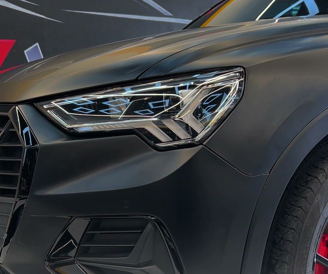 Matte PPF finish around the Audi Q3 headlight